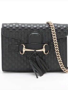 Gucci Black Leather Small Shoulder Bag with Chain
